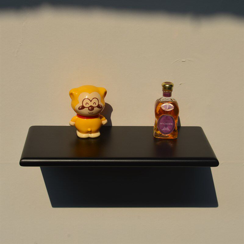 创意新中式实木圆边隔板简约墙上置物架装饰展示墙架悬浮隐形支架