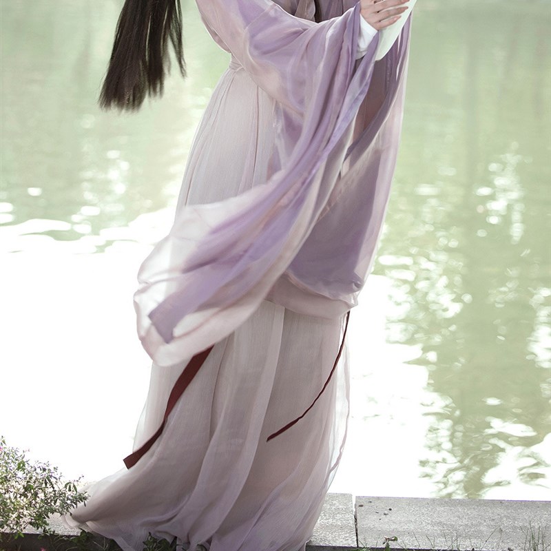 [流烟]魏晋风南北朝汉服女紫粉大袖襦上班穿汉元素古风广袖流仙裙