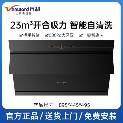 抽油烟机侧吸式大吸力厨房家用智能挥手自清洗能效DJ738