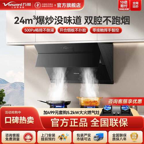24m³抽油烟机厨房家用大吸力侧吸自洗挥手智控大风量DJ738pr
