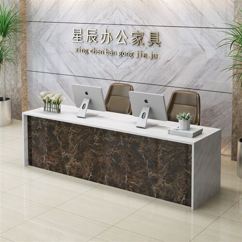 仿大理石前台接待台收银台中介金融公司旅行社导医烤漆转角柜台