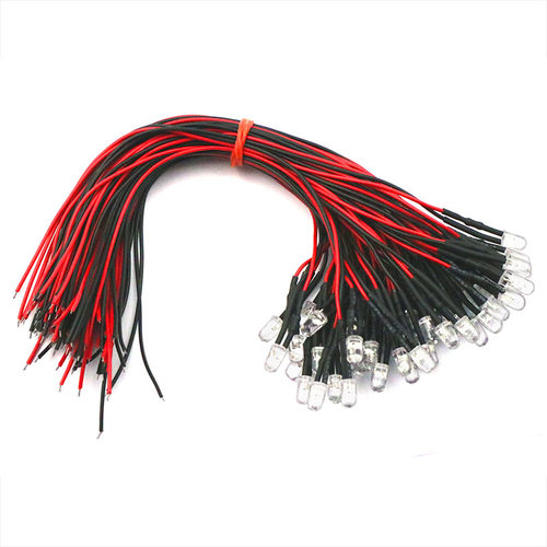 5MM超高亮发光二极管5V 12VLED带线灯珠模型装饰玩具车指示灯发光