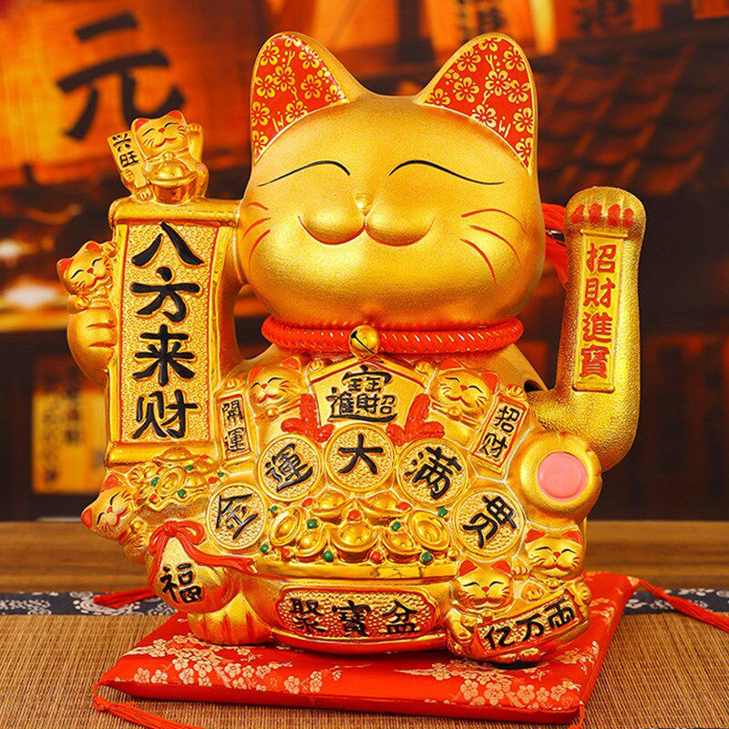 适合放家里的招财猫摆件五福临门自动摇手招手家居客厅乔迁送礼品