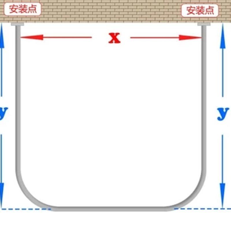 U型浴帘杆打孔安装304不锈钢隔断帘杆弧形扇型沐浴窗帘挂架加厚