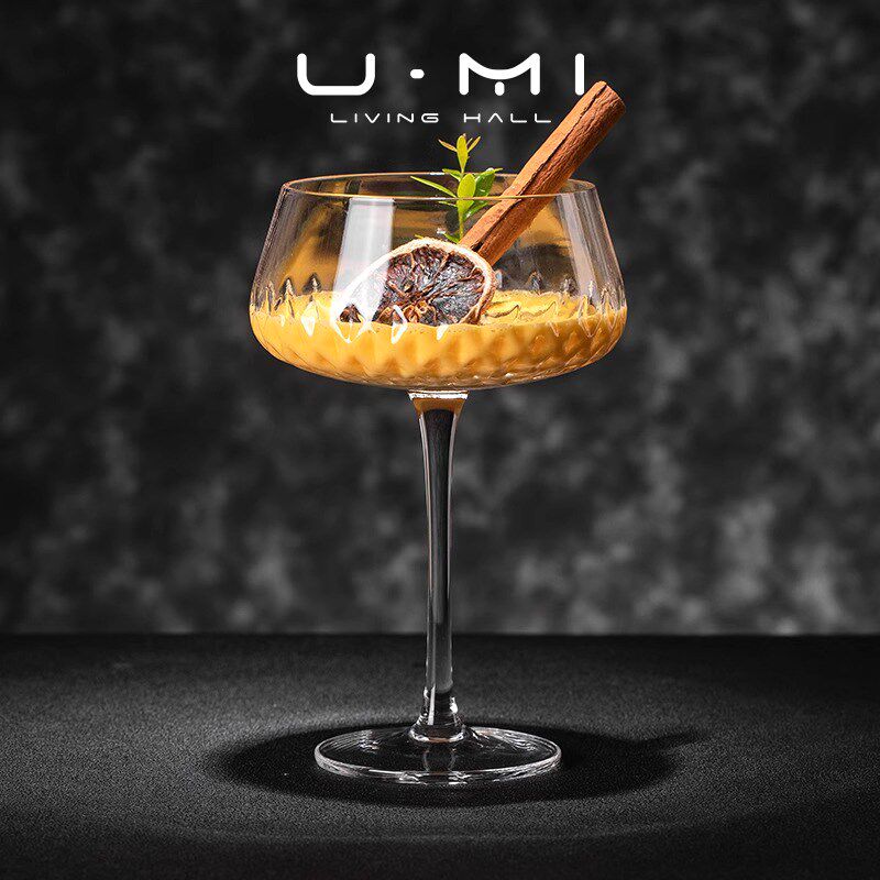 U Mi LIVING蝶塔酒具创意鸡尾酒杯水晶玻璃香槟杯浮雕高脚杯子