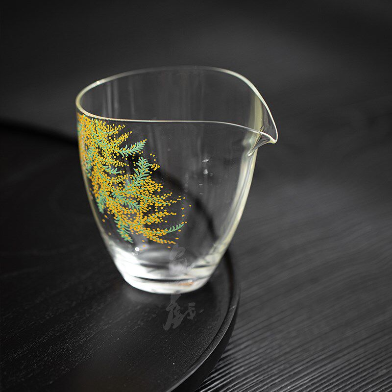 鱼戏手工贴花耐热玻璃加厚公道杯家用泡绿茶公杯匀茶杯分茶器茶海
