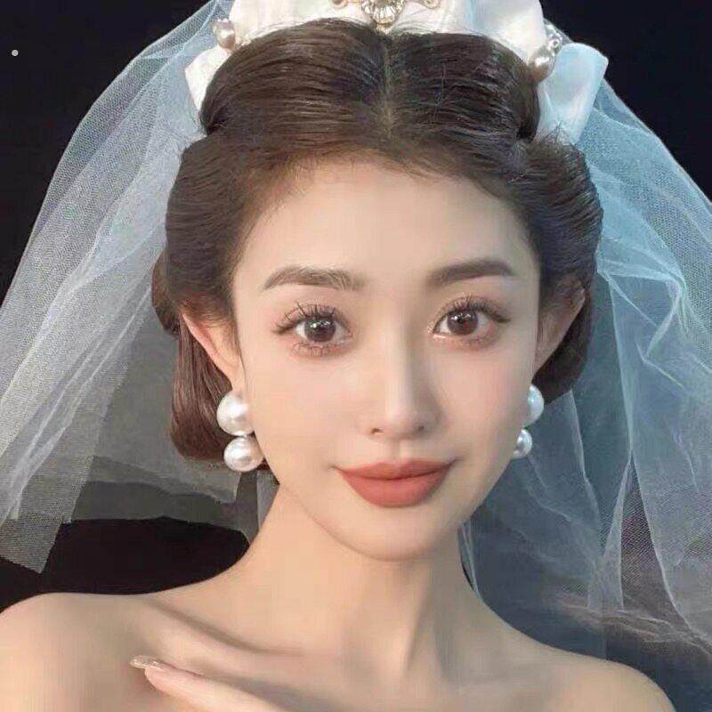 浪漫格调~复古赫本风大珍珠耳环女轻奢小众新娘耳针法式优雅耳饰