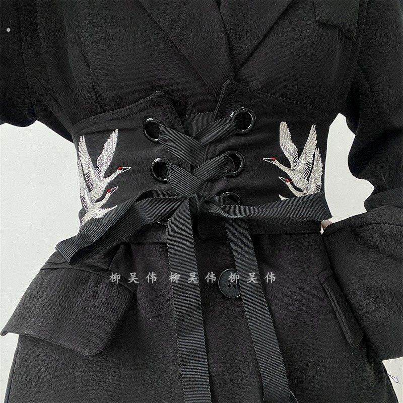 仙鹤腰带女宽布料装饰洋装子西装收腰外搭汉服古风绑带腰封束腰