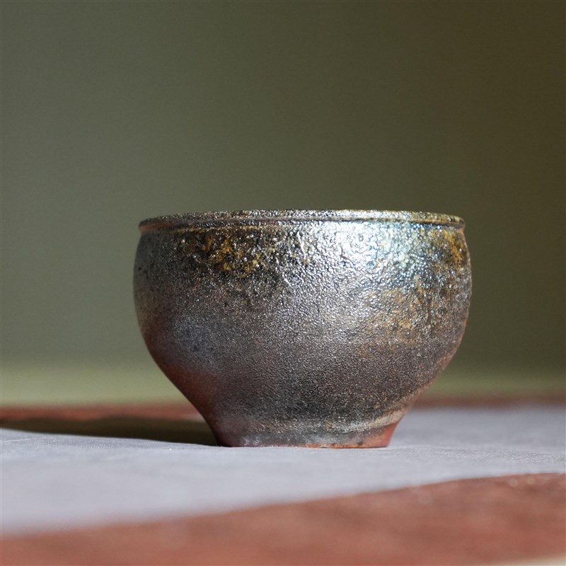 云南通红古法柴烧复古粗陶普洱品茗杯大容量缸杯纯手工主人杯茶具