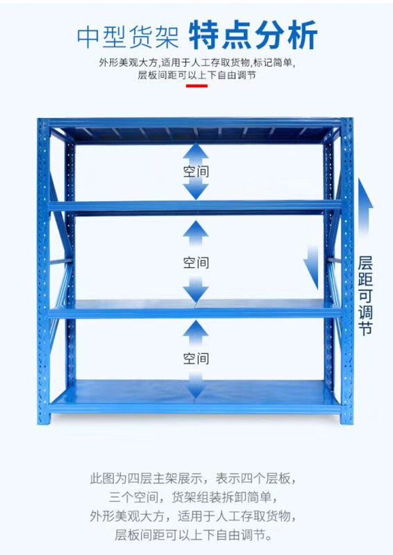新款折叠拆装家用钢制货架仓库仓储轻型中型重型铁架子置物架包邮