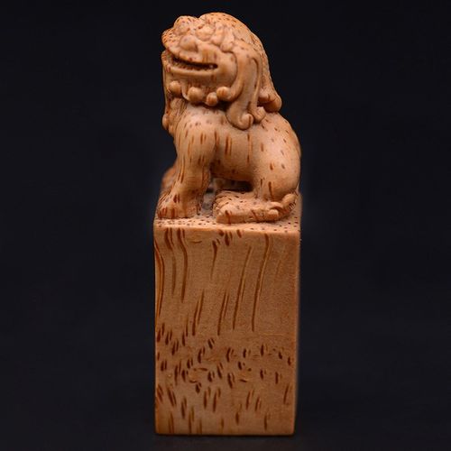 精选老竹根雕刻狮子印章文房雅器文玩摆件手工雕刻实心竹料印章
