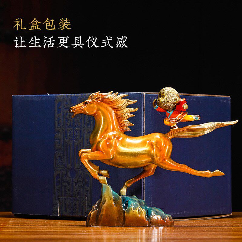 马上封侯摆件招财老板办公室桌面高档装饰工艺品公司乔迁开业礼物