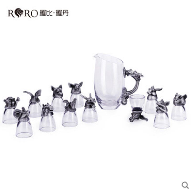 十二生肖酒具罗比罗丹酒具五件套锡器水晶酒具
