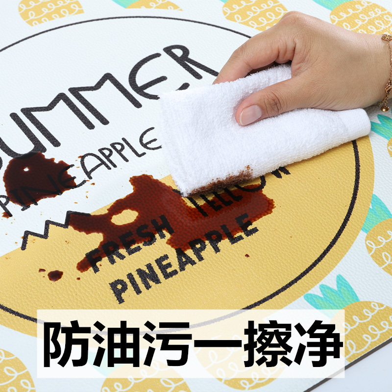新中式厨房地垫满铺防水防油可擦洗地毯耐脏入户门垫皮革免洗欧式