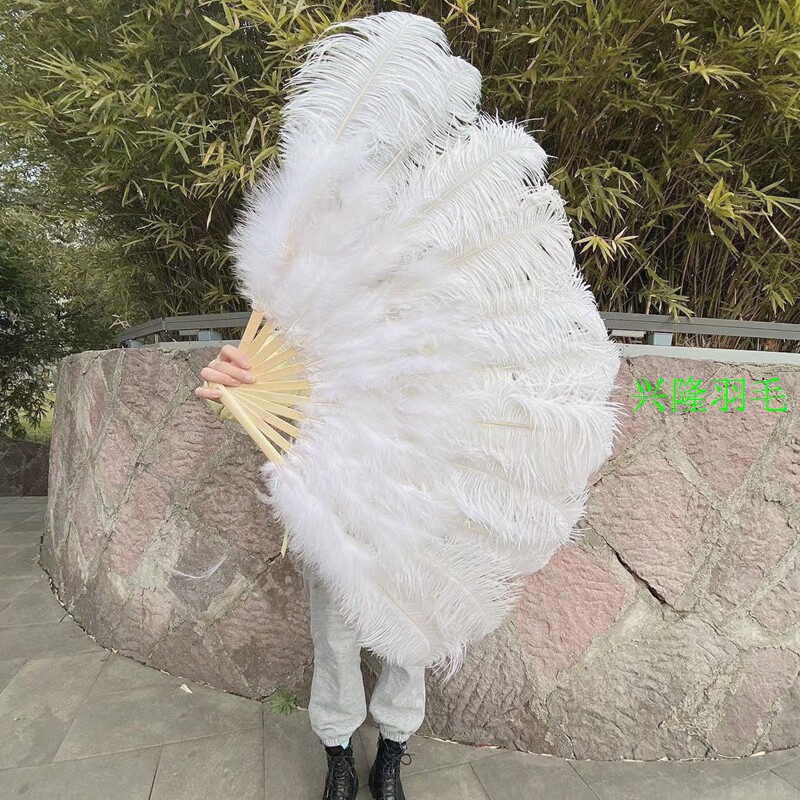 大中号鸵鸟羽毛扇肚皮舞蹈酒吧表演演唱会道具羽毛绒大扇子包邮