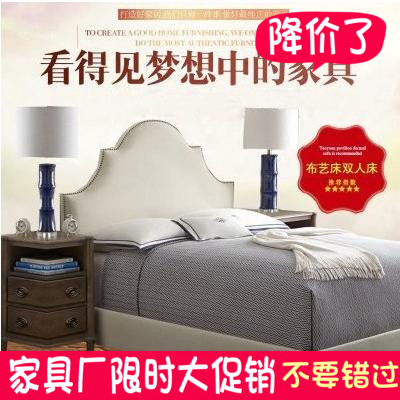 北欧简约布艺床网红小户型双人主卧酒店公寓样板间设计师定做家具