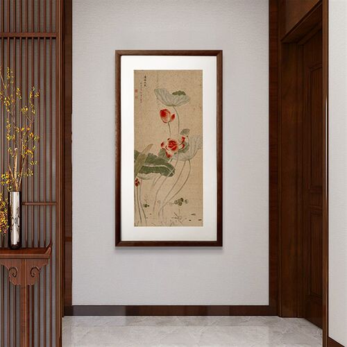 《浦塘秋叶图》 新中式国风走廊玄关竖版装饰画
