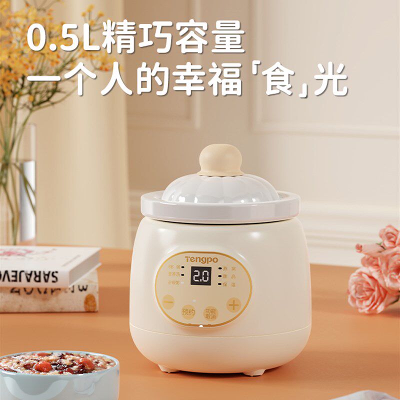 藤婆一人迷你电炖熬锅小炖盅陶瓷食煲多炖汤型单煮粥功能神器专用