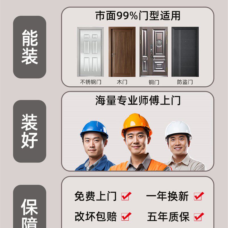 老式防盗门大铁门 牛头锁改智能锁指纹锁密码锁电子锁智能门锁