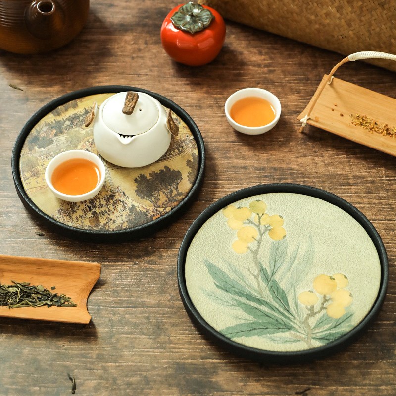 舍里 吸水茶杯垫功夫茶盘托盘家用吸水壶承复古茶托小型干泡台