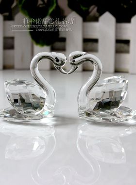 珠机店眼镜手宝水晶天鹅柜台装饰品道件创意婚庆拍摄摆具小摆件