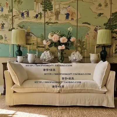 风欧侘寂北格水洗发麻布艺单人双人三人位沙亚全拆洗民宿客栈家具