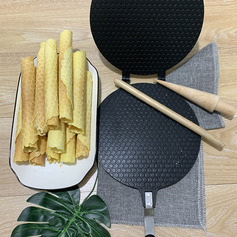 圆形蛋卷模具燃用自制淋皮冰淇脆甜筒锅家气双面烘焙点心不粘工具