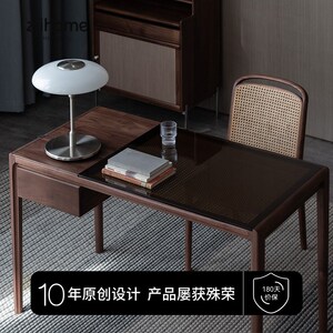 时序桃桌 致家家居黑胡办木多功能书房书桌书法桌家用实木书公桌