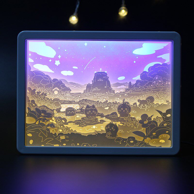 chiika八a影边乌萨奇吉伊小w纸雕灯摆件工艺品3D光周立体小夜台灯