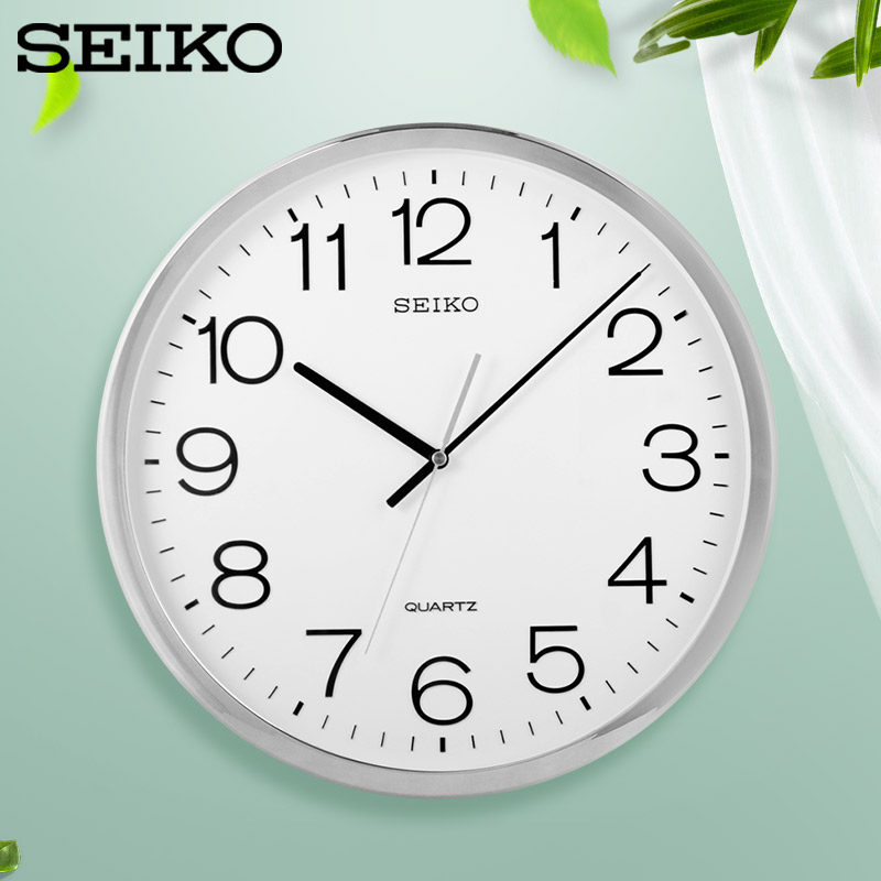seiko挂本精工时钟大气圆尚16英寸日表 客厅办公时尚时形石英挂钟