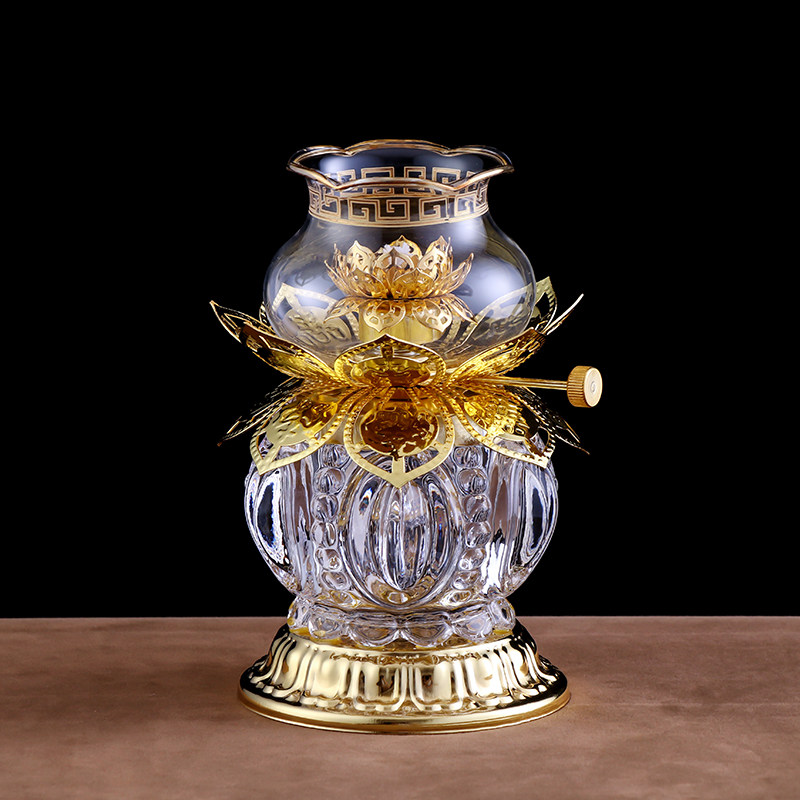 涛羽水晶供灯家用佛灯长明品液体酥油灯调节油灯灯具用佛佛前供灯