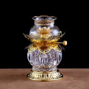 涛羽水晶供灯家用佛灯长明品液体酥油灯调节油灯灯具用佛佛前供灯