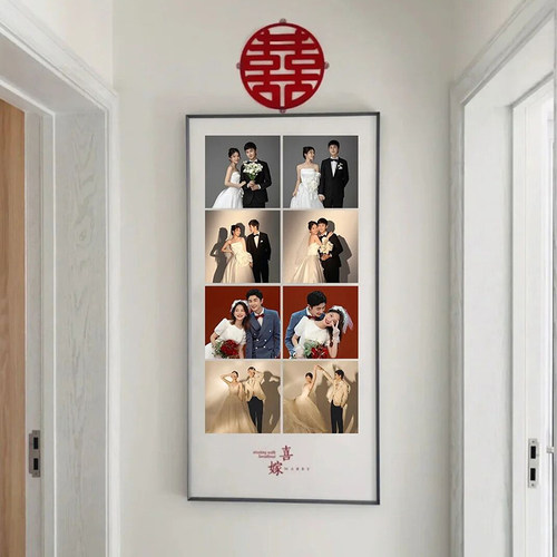 时光有约多宫格八画片婚纱照相框照大墙玄关照制作结婚照放片挂墙
