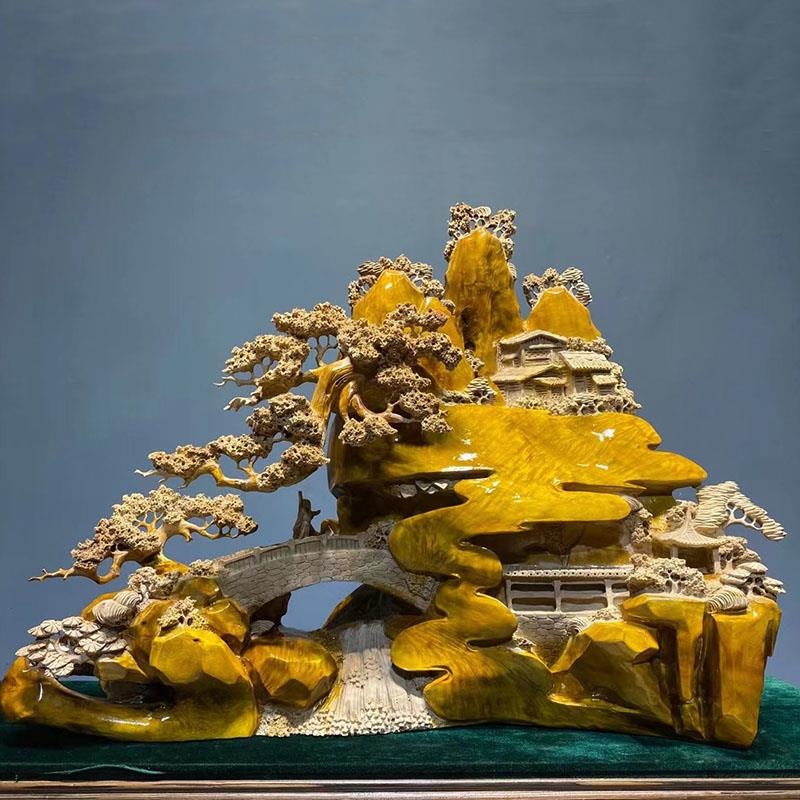 金丝楠木乌玄阴沉木山里人家水雕根雕山木摆件家居木关客厅装饰艺