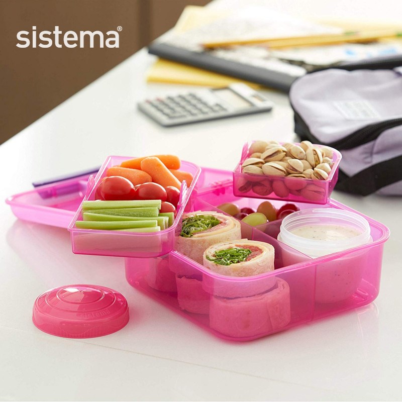sistema 水果保鲜盒便携上班族分格蔬菜沙拉便当盒塑料外出午餐
