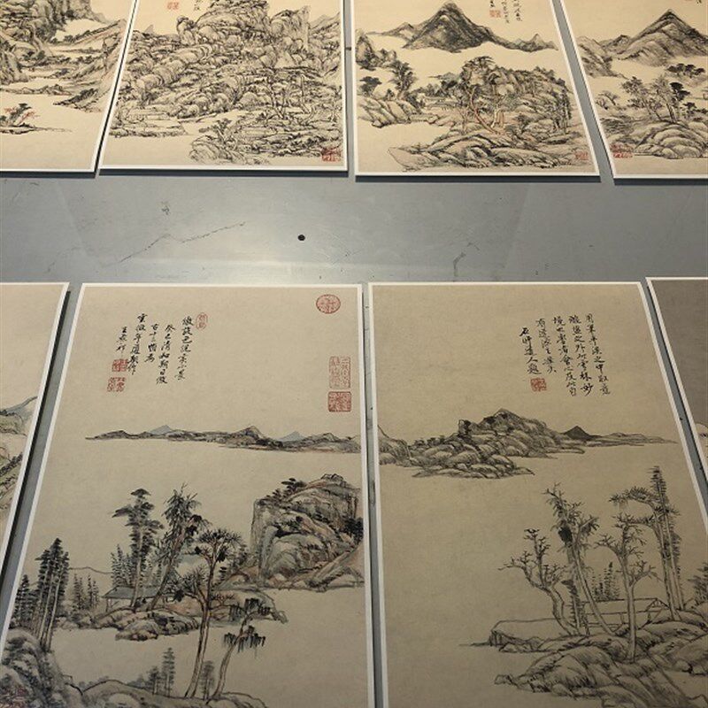 国画 清 王原祁仿古山水十二开 高清复制艺术微喷装饰临摹学习