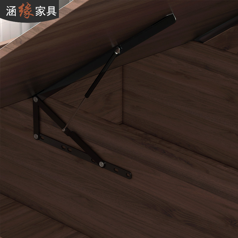 涵缘北欧卧室气动高箱储物板式床侧翻单人双人床定制7CH-023