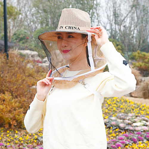 防蜜蜂帽子养蜜蜂工具蜂衣服蜂帽面高清罩纱网防蚊虫钓鱼帽子包邮