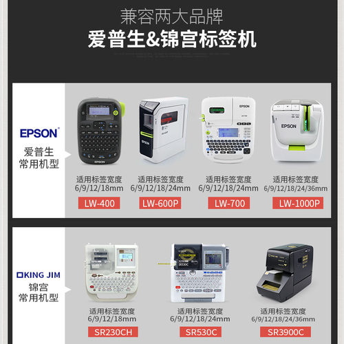PUTY标签机色带PTe-211/221/231/241/251/261打印纸  白底黑字