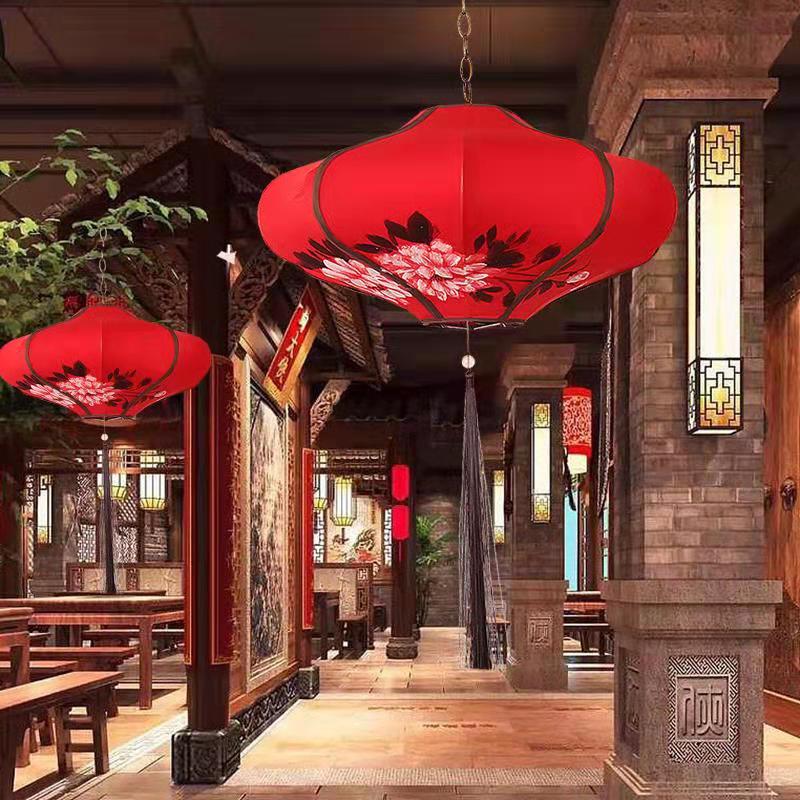 新弹力布新年中国风餐厅火锅饭店茶楼书房仿古布艺手绘灯笼包邮
