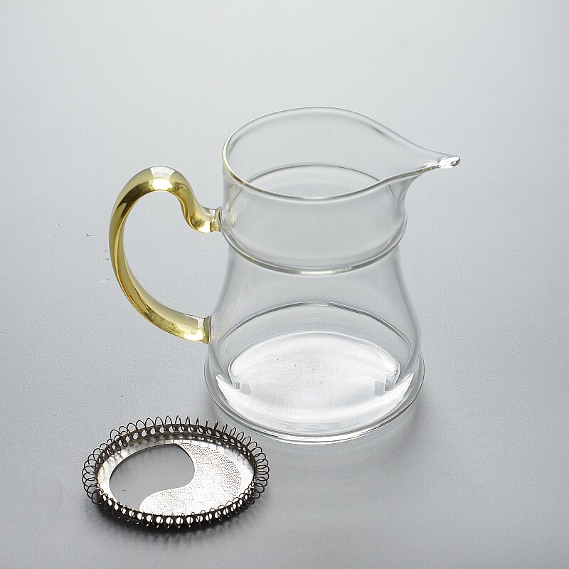 月牙玻璃公道杯茶漏茶虑一体高档茶具套装侧把高端分茶器