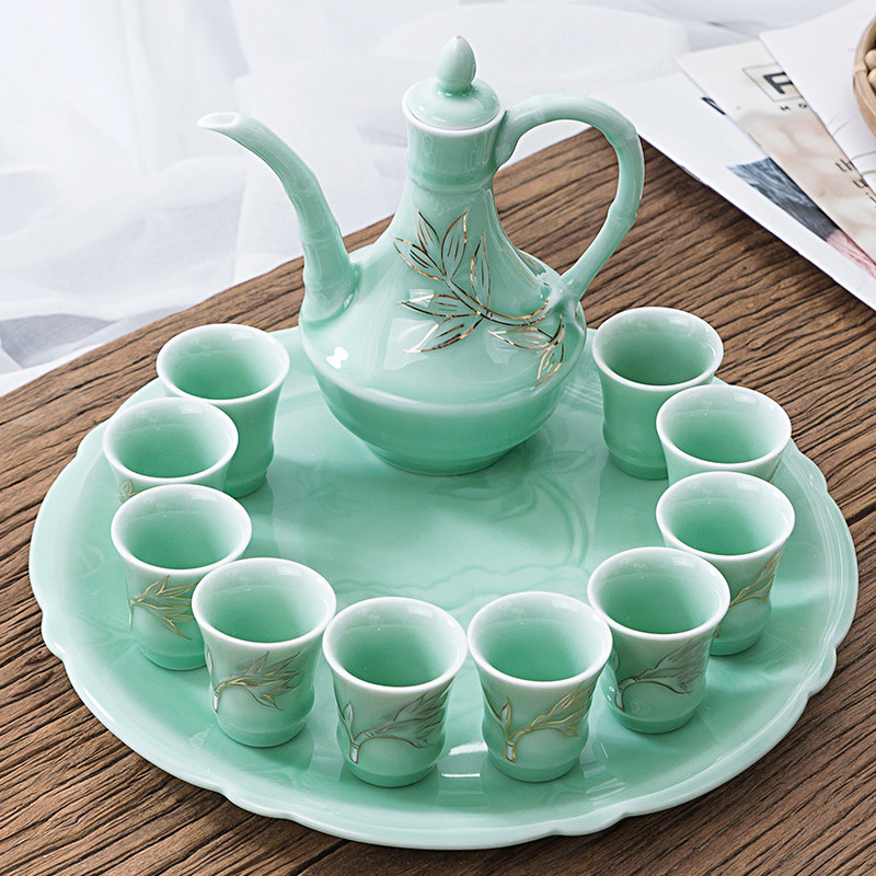 丰阁 陶瓷烈黄白酒杯家用酒盅小酒杯 中式酒具套装仿古酒壶分酒器