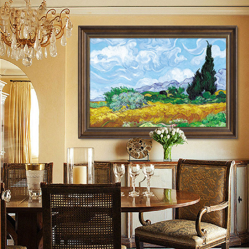 莫奈日出印象餐厅装饰画美式卧室壁画客厅背景墙挂画梵高油画欧式