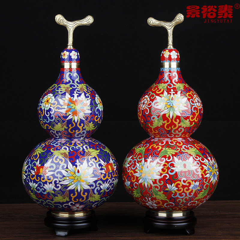 10寸景泰蓝葫芦摆件福禄花瓶玄关客厅家居装饰工艺礼品摆饰礼品送