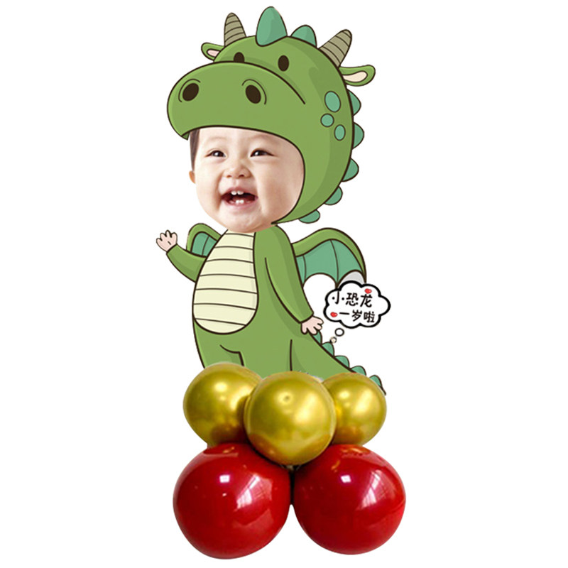 宝宝满月百日宴布置大头贴头像迎宾牌人形牌路引定制照片kt背景板