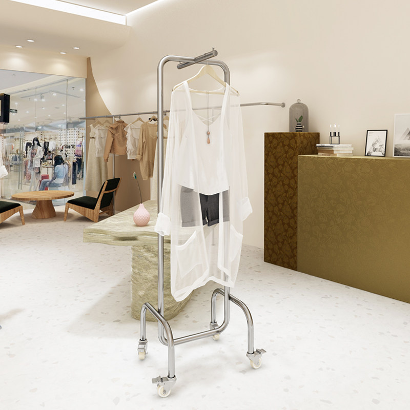 服装店展示架不锈钢高档正挂架女装店专用货架落地陈列架衣服架子
