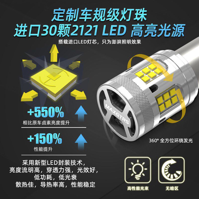2025新款12V汽车LED转向灯24V货车防频闪超高亮倒车灯泡T20 PY21W