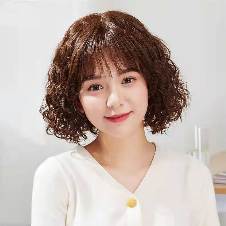 网红气质假发女短发短卷发逼真修脸全真发头套羊毛卷时尚自然蓬松