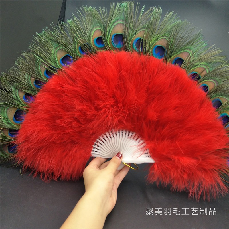 加厚全绒孔雀羽毛扇舞蹈扇表演舞会扇肚皮舞扇家庭酒吧装饰扇包邮