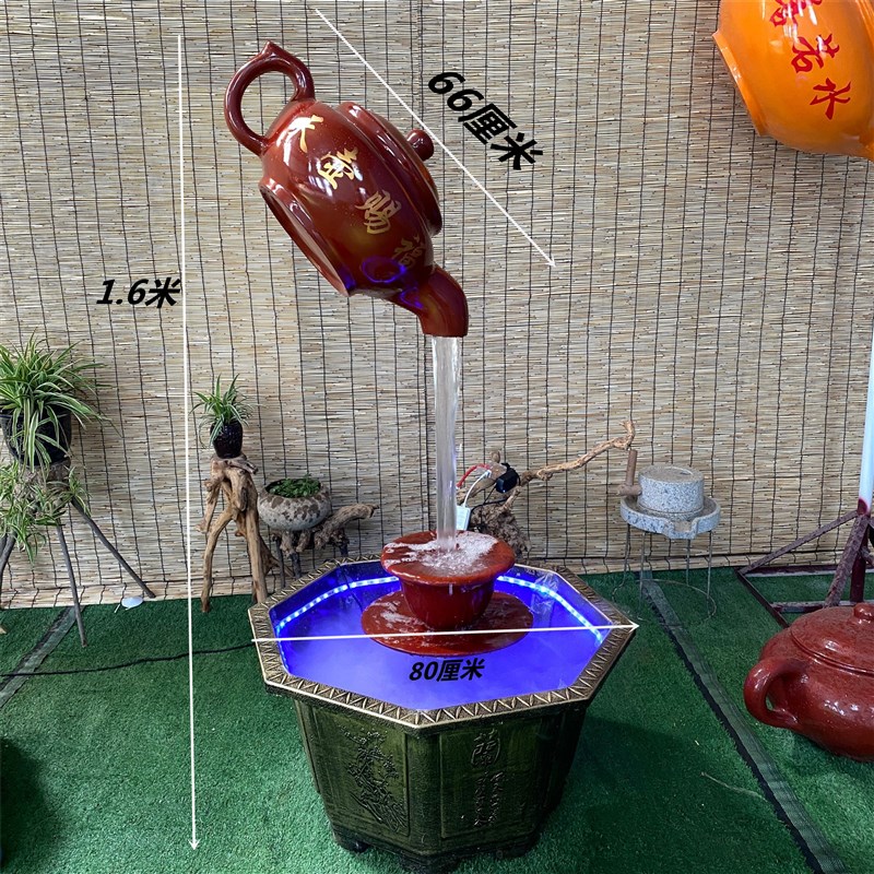 户外玻璃钢悬空流水天壶雕塑茶壶招财大摆件庭院茶园茶楼景观装饰